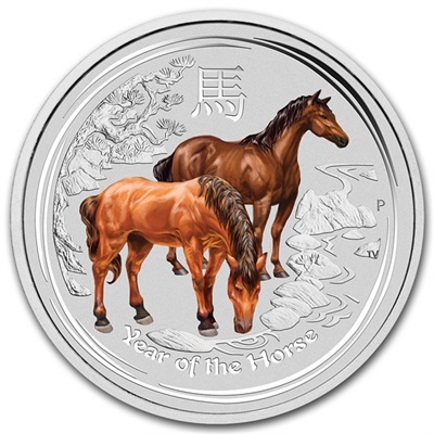 2014 1/2oz Silver Lunar Coloured HORSE